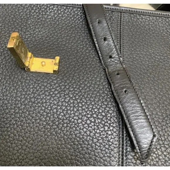 DOONEY & BOURKE Large Rare Vintage METRO Tote Black Pebbled All Weather Leather - Picture 10 of 16